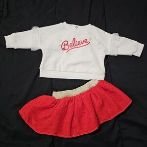Cat & Jack White and Red "Believe" Baby Outfit Sz 0-3M NWT